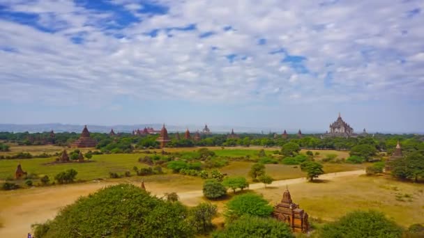 Bagan Myanmar Burma Daki Tapınaklarla Manzara Zaman Dilimi — Stok video