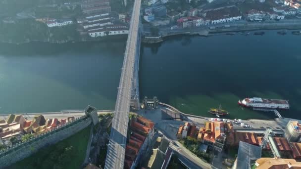Podul Dom Luis Cartierul Istoric Porto Dimineața Portugalia — Videoclip de stoc