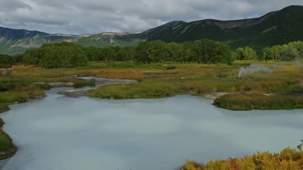 Caldeira Vulcão Uzon Reserva Natural Kronotsky Kamchatka Rússia — Vídeo de Stock
