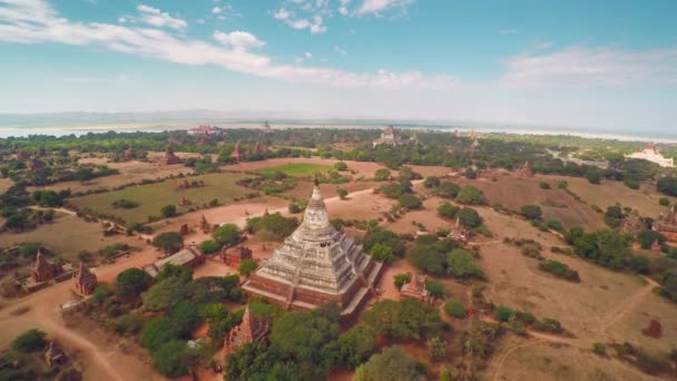 Voando Sobre Templos Bagan Myanmar Birmânia — Vídeo de Stock