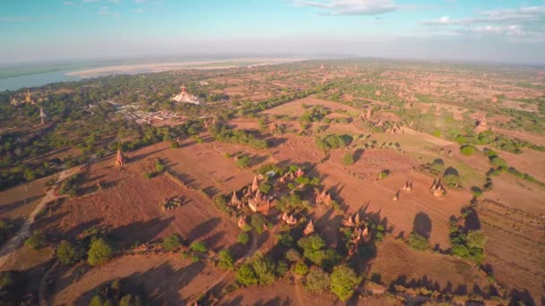 Survol Des Temples Bagan Soir Myanmar Birmanie — Video