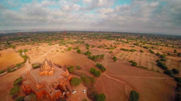 Létání Nad Chrámy Bagani Ráno Myanmar Barma — Stock video