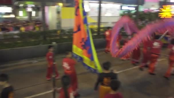 Hong Kong China Februari 2016 Parade Door Straten Van Hong — Stockvideo