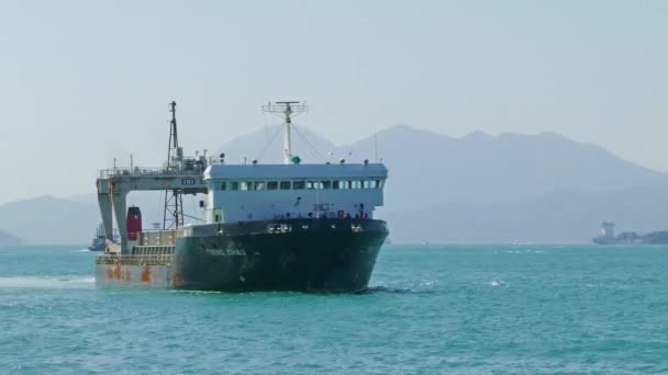 Hong Kong China February 2016 Container Ship Harbor Hong Kong — Stock Video