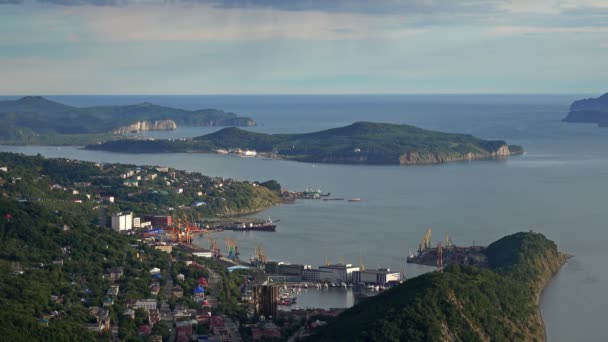Petropavlovsk Kamchatsky Şehri Avacha Körfezi Pasifik Okyanusu Liman Manzarası Rus — Stok video
