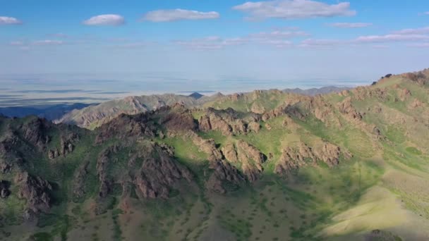 Vista Aérea Paisagem Montanhas Yol Valley Mongólia — Vídeo de Stock