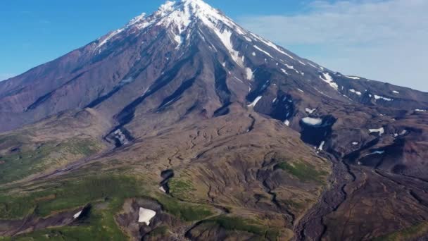 Luchtfoto Van Koryaksky Vulkaan Het Schiereiland Kamtsjatka Rusland — Stockvideo