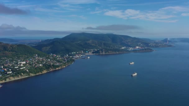 Légi Panoráma Kilátás Petropavlovsk Kamchatsky City Avacha Bay Csendes Óceán — Stock videók