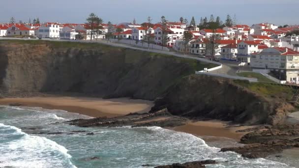 Zambujeira Mar Town Beach Alentejo ポルトガル パノラマ4K — ストック動画