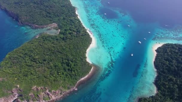 Légi Kilátás Szépség Természet Táj Strand Korallok Tenger Trópusi Koh — Stock videók