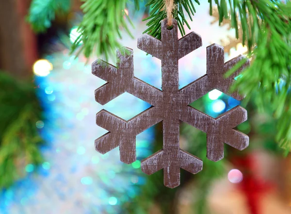 Floco de neve de madeira do Natal — Fotografia de Stock