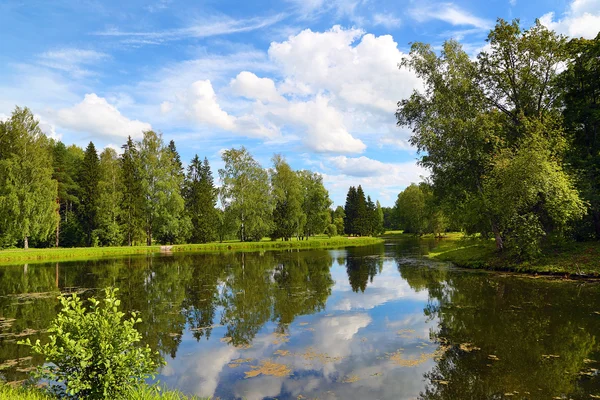 Summer lake landscape in park Stock Photo