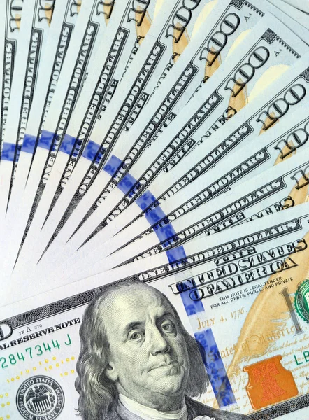 Fan of 100 dollar bills — Stock Photo, Image