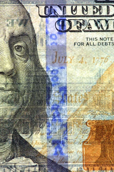 Watermark on new hundred dollar bill — Stock Photo, Image