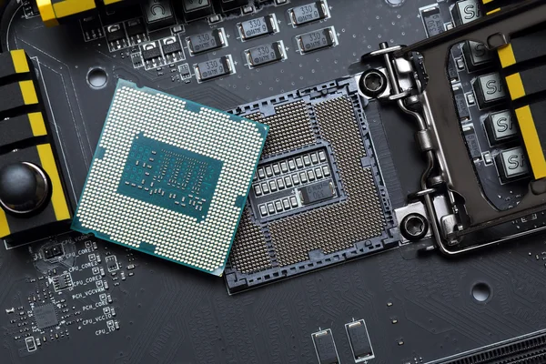 Central processor unit on motherboard — Stock Photo, Image