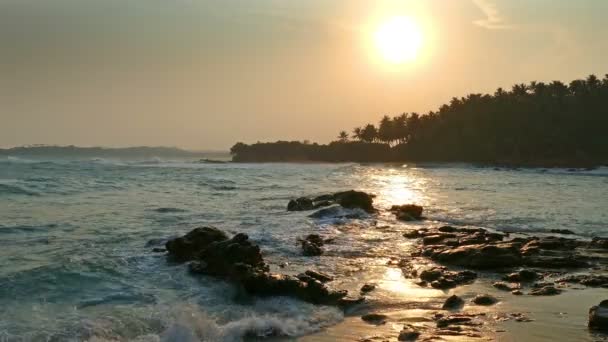 在海滩上的热带海上日落 — 图库视频影像