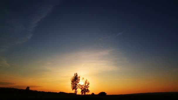 Hermoso atardecer sobre el campo — Vídeo de stock