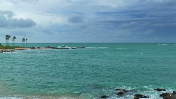 Sea stormy landscape over  coastline — Stock Video