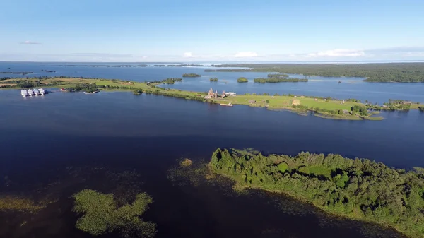 Onega lake and Kizhi island in Karelia - aerial view — Stock Image Onega lake and Kizhi island in Karelia - aerial view Royalty Free Stock Photos