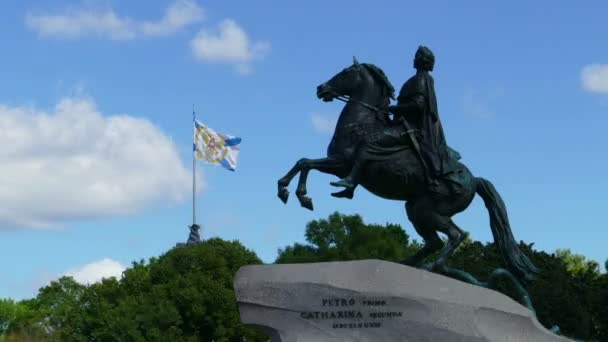 Peter I famous statue in St. Petersburg — Stock Video