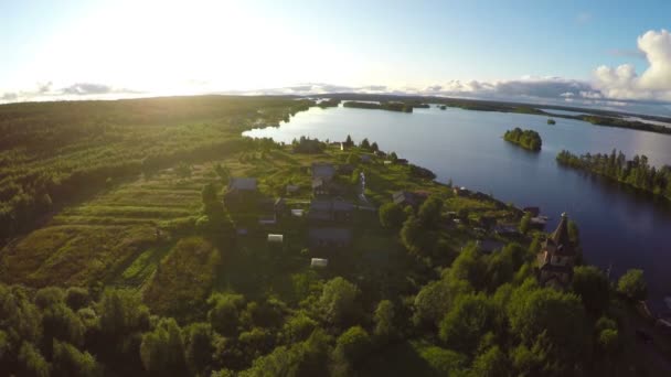 Flying over Shuezero lake — Stock Video