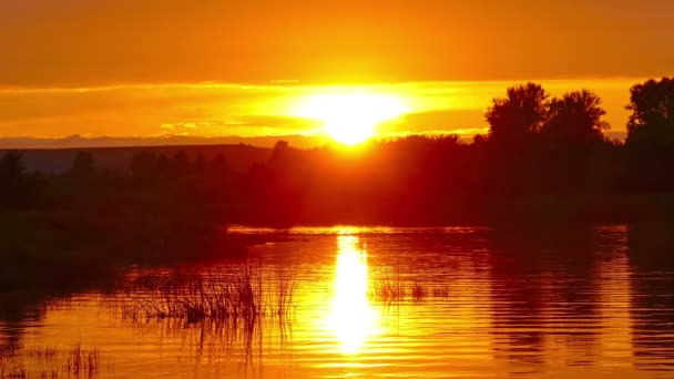 Zonsondergang rivierlandschap — Stockvideo