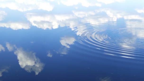 Water reflects sky with clouds — Stock Video