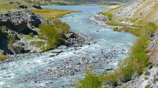 Paisaje de montaña con río — Vídeo de stock