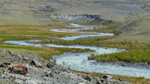 Paisaje de montaña con río — Vídeo de stock