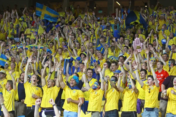 Swedish football supporters — ストック写真
