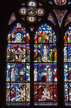 Stained-glass windows of Strasbourg Cathedral, Alsace, France clipart