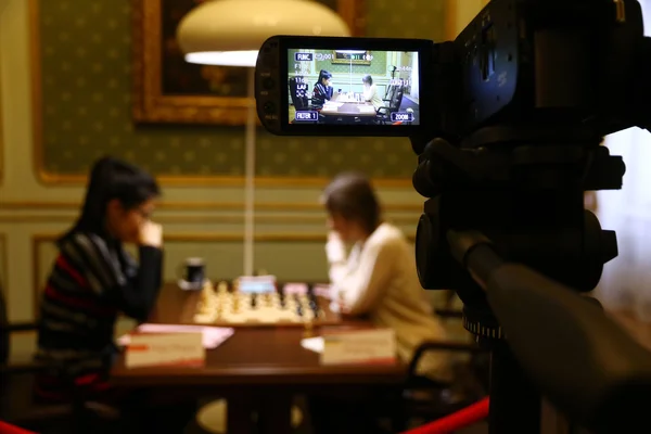 Campeonato Mundial de Xadrez Feminino FIDE Match Mariya Muzychuk v Hou Yifan — Fotografia de Stock