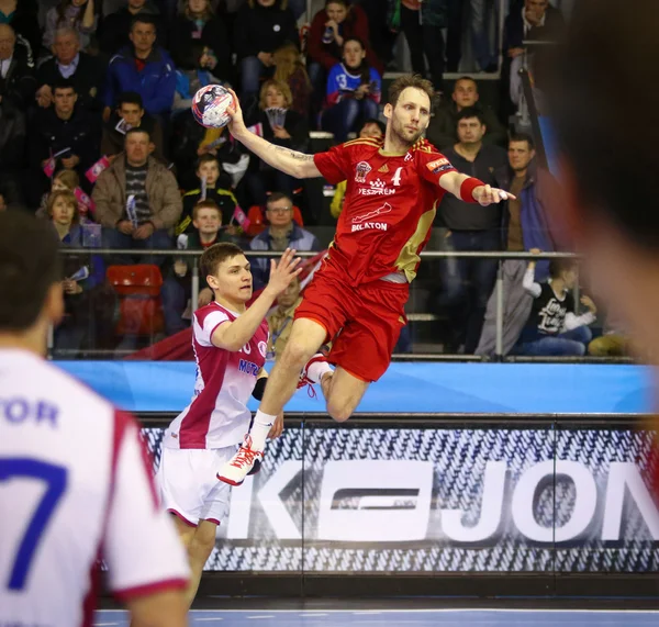 2015 / 16 EHF Champions League Últimos 16 partidos de balonmano Motor vs Vesz — Foto de Stock