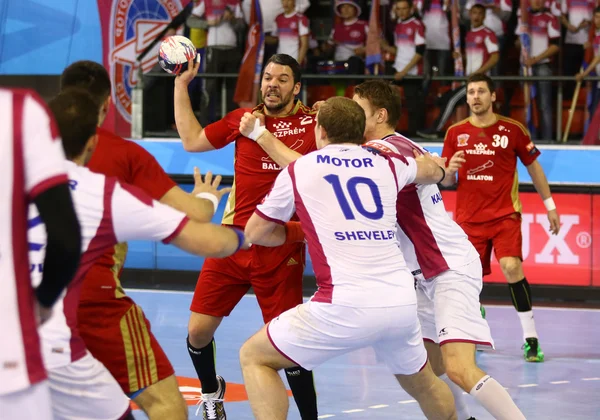 2015 / 16 ehf Champions League last 16 handball game motor vs vesz — Stockfoto