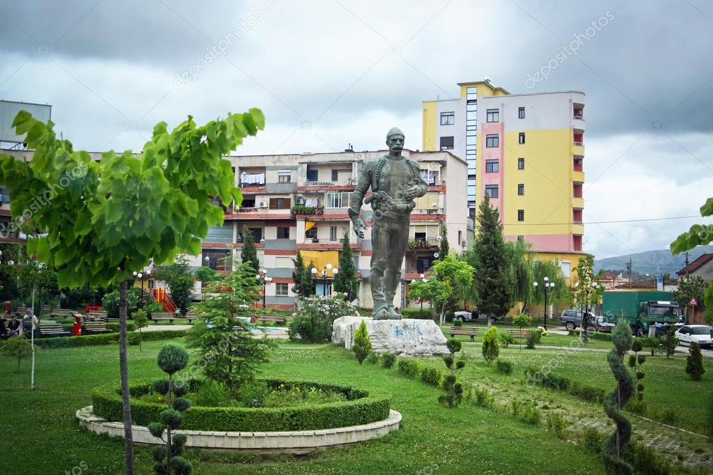 Monument to the Albanian hero Isa Boletini in Shkoder, Albania