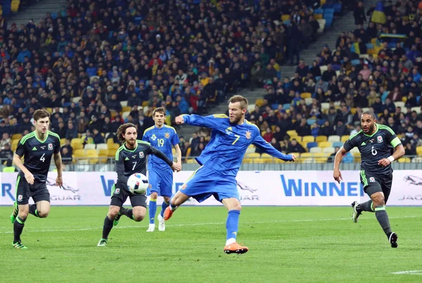 Towarzyski mecz Ukraina vs Walii w Kijów, Ukraina — Zdjęcie stockowe