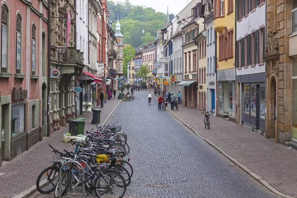 Old town street in Freiburg im Breisgau city, Alemania —  Fotos de Stock