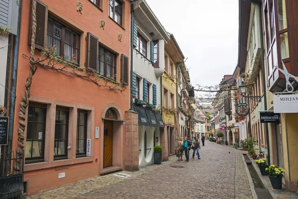 Old town street in Freiburg im Breisgau city, Germany — Stock Photo, Image