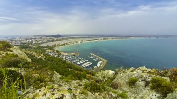 Παραλία Il Poetto σε Κάλιαρι, νησί Σαρδηνία, Ιταλία — Αρχείο Βίντεο