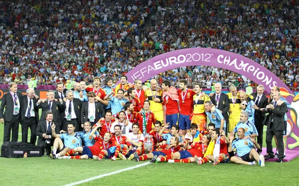 Team van Spanje, winnaar van het UEFA Euro 2012 toernooi — Stockfoto