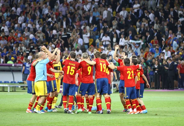 Spaniens Team, der Sieger des Uefa-EM-Turniers 2012 — Stockfoto
