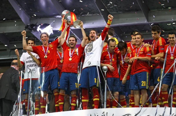 Equipe da Espanha, vencedora do torneio EURO 2012 da UEFA — Fotografia de Stock