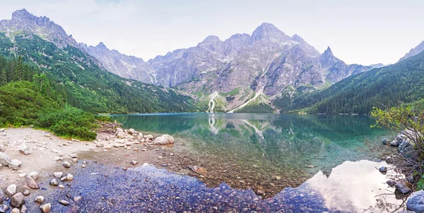 Panoráma Morskie Oko tó, Lengyelország — Stock Fotó