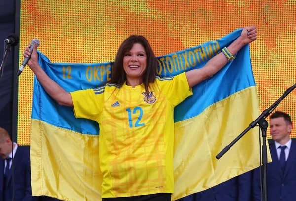 Ceremony of the Departure of the National Football Team of Ukraine for the EURO-2016 — Stok fotoğraf