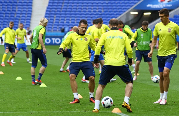 Uefa Euro 2016: ウクライナ前マッチ トレーニングがリヨンで — ストック写真