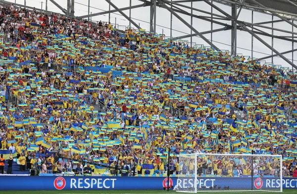 UEFA Euro 2016 gry Ukraina v Polska — Zdjęcie stockowe