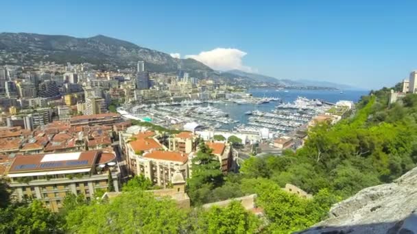 Panoramisch uitzicht van Monte Carlo stad, Cote d'Azur, Monaco — Stockvideo