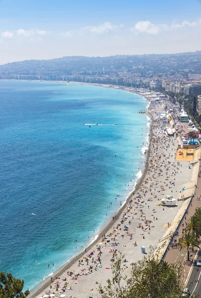Vista aérea da praia na cidade de Nice, Cote d 'Azure, França — Fotografia de Stock