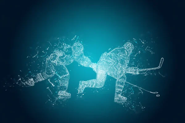 Jugadores abstractos de hockey sobre hielo en acción. Efecto hielo cristal —  Fotos de Stock