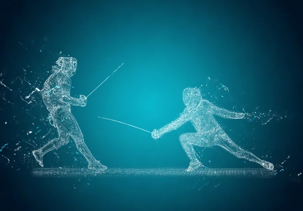 추상 세이버 Fencers입니다. 크리스탈 얼음 효과 — 스톡 사진